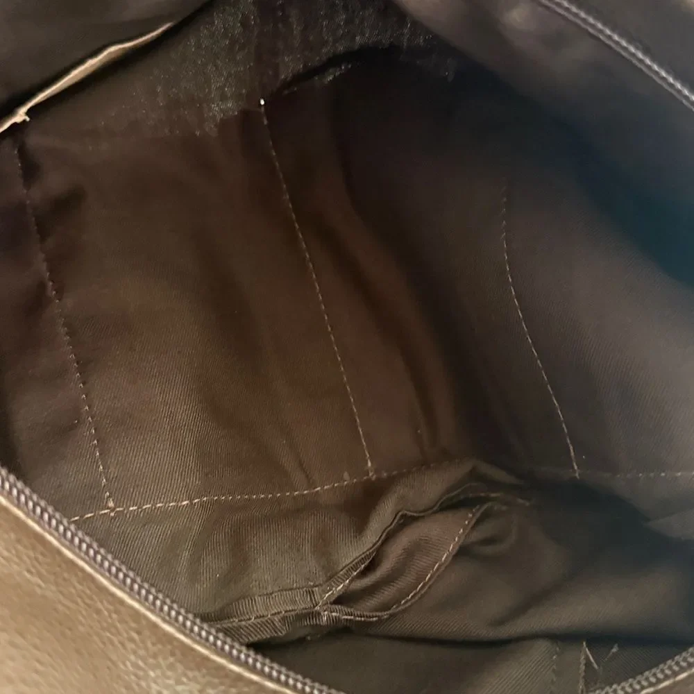 Hampton Potter Genuine Cowhide Brown Leather Shoulder Bag concealed compartment